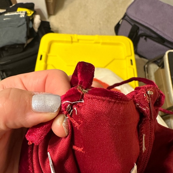 Azazie velvet spaghetti strap dress with slit. Floor length - Picture 2 of 10